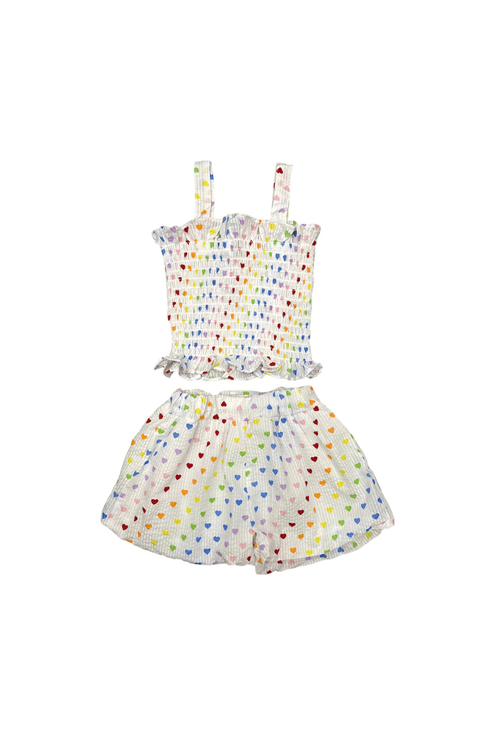 Rainbow Hearts Tank Shorts Set
