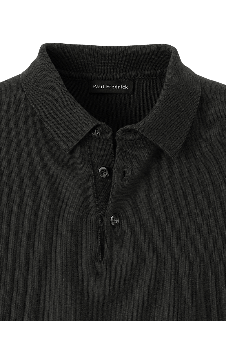 Supima Cotton Three Button Polo, Alternate, color, Black