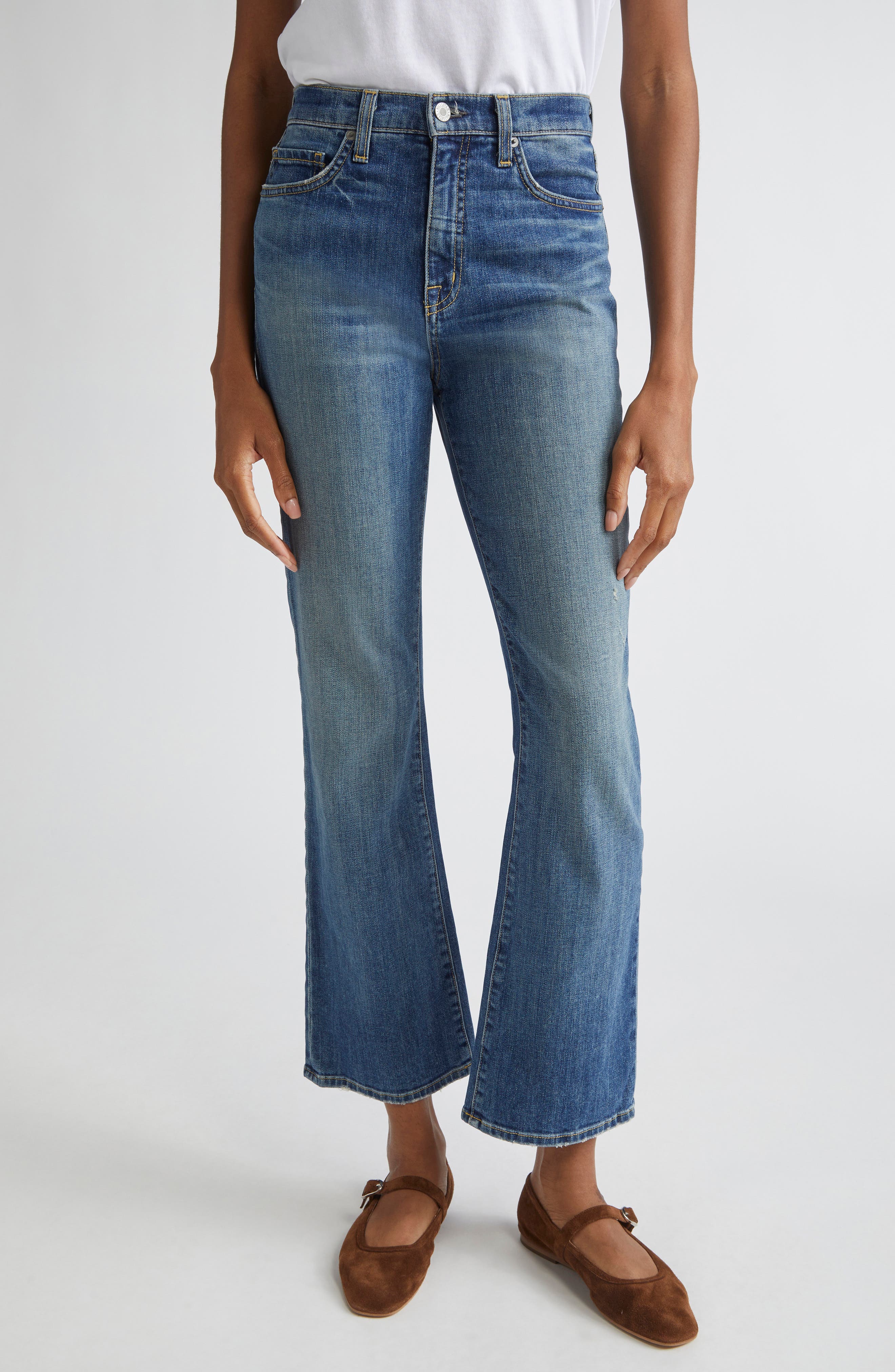 Distressed Bootcut Jeans