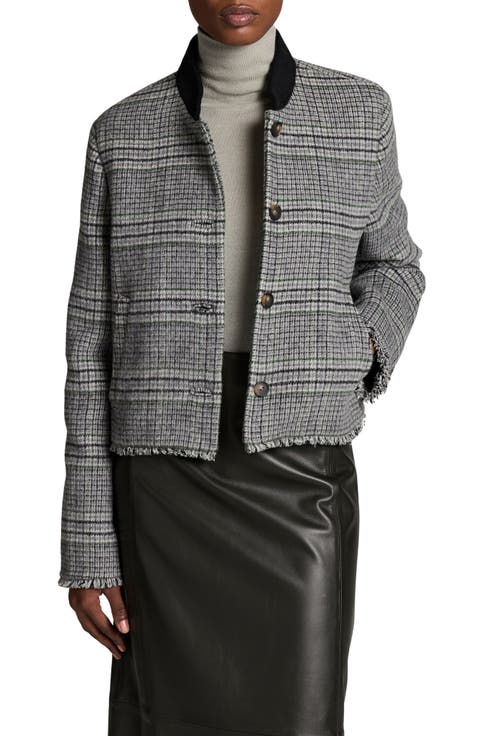 Plaid Wool Blend Jacket