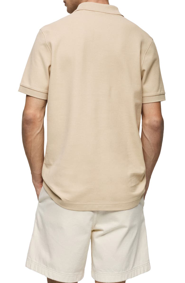 MANGO Relaxed Cotton Piqué Knit Polo, Alternate, color, Beige