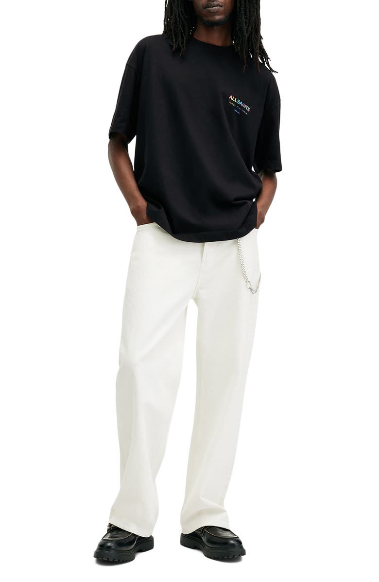 AllSaints Underground Pride Oversize Organic Cotton Graphic T-Shirt, Alternate, color, Jet Black