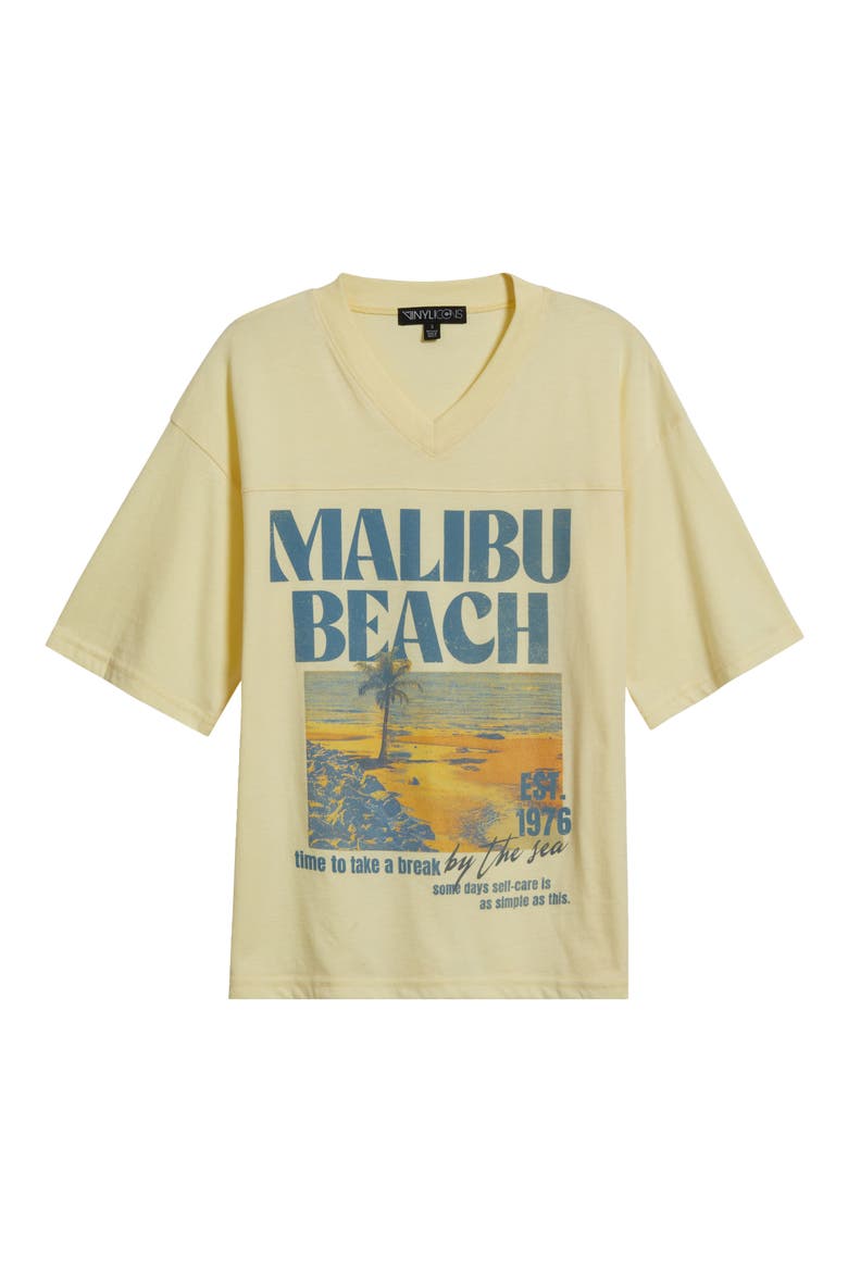Malibu Beach V-Neck Graphic T-Shirt, Alternate, color, YELLOW