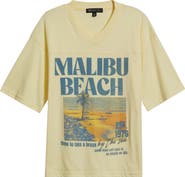 Vinyl Icons Malibu Beach V-Neck Graphic T-Shirt