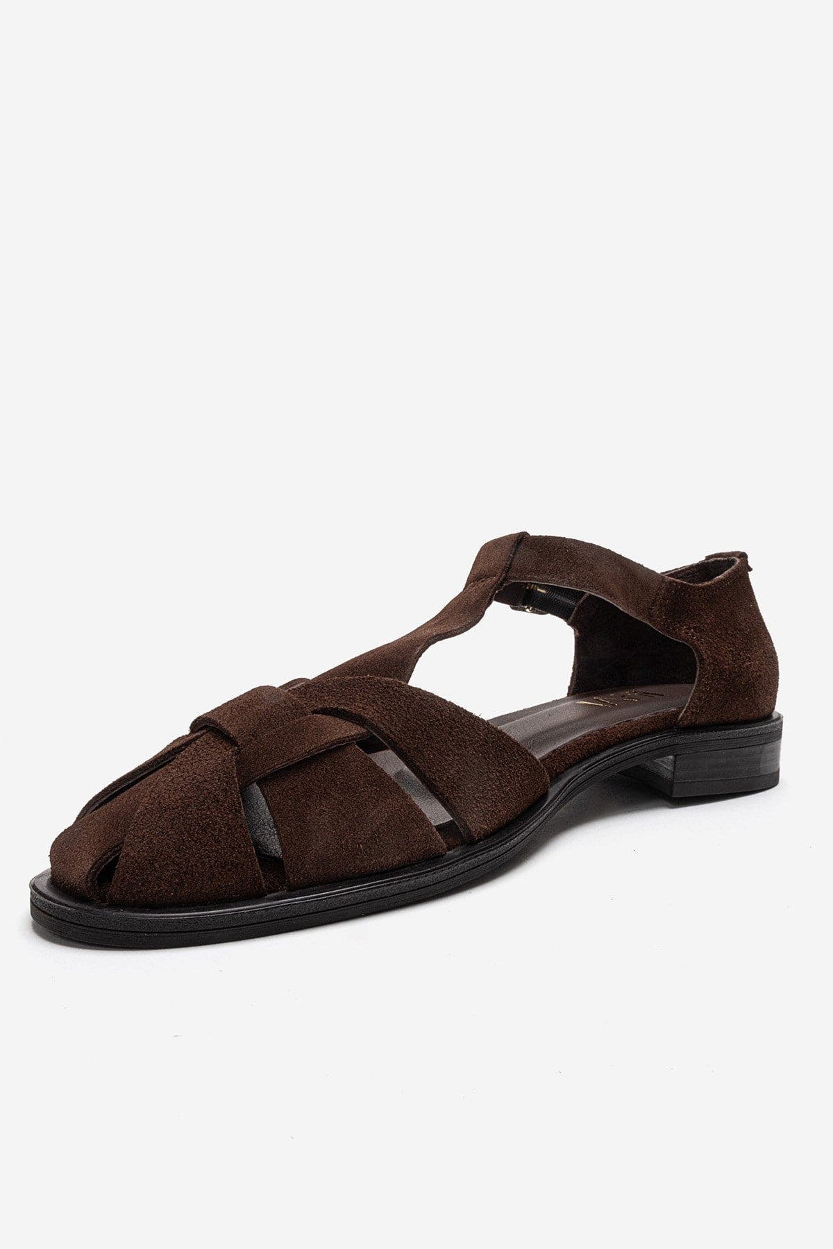 Dexara Leather Sandal, Alternate, color, Brown Suede