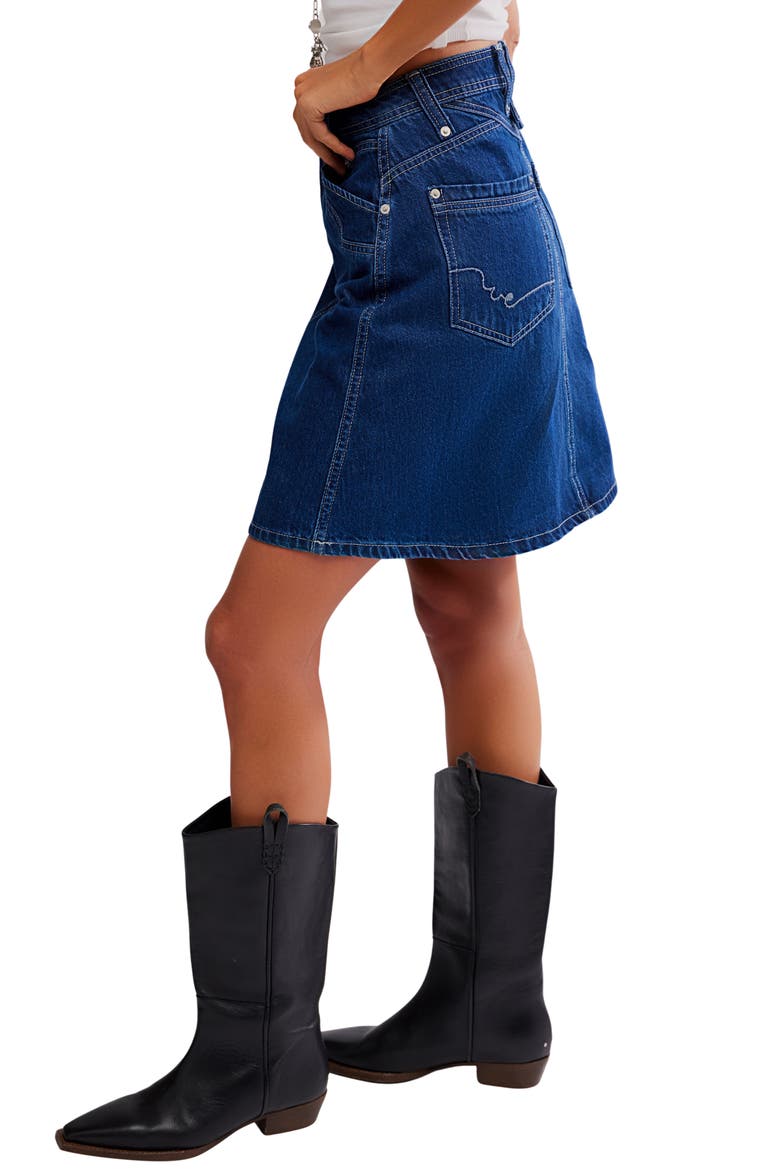 Suzy Western Denim Skirt, Alternate, color, DEEP BLUE CRUSH