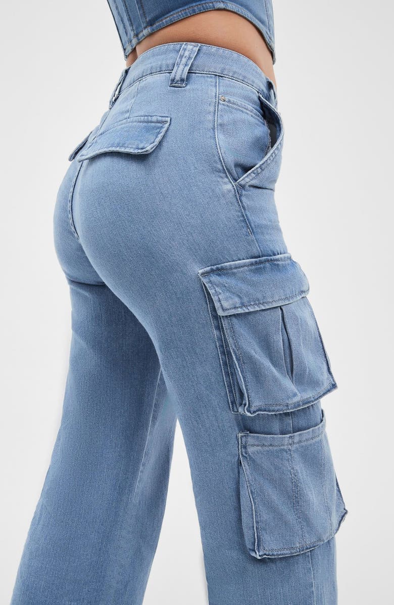 GUESS Kori Cargo Straight Leg Jeans, Alternate, color, 