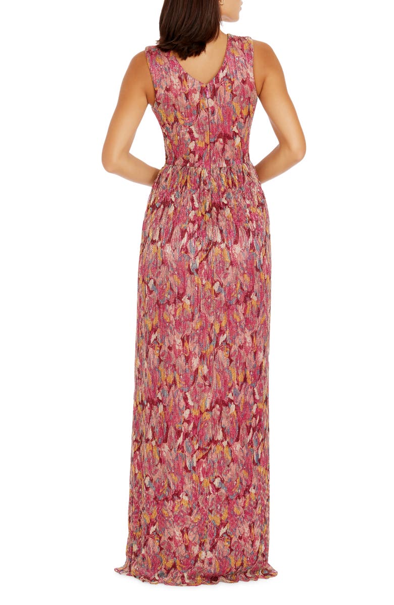 Dress the Population Leanna Print Metallic Sleeveless Gown, Alternate, color, Bright Fuchsia Multi