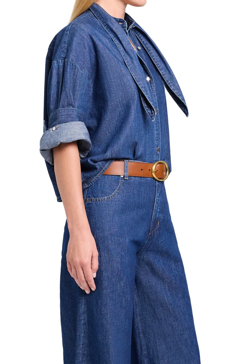 Tie One One Nonstretch Denim Shirt, Alternate, color, DARK STONE