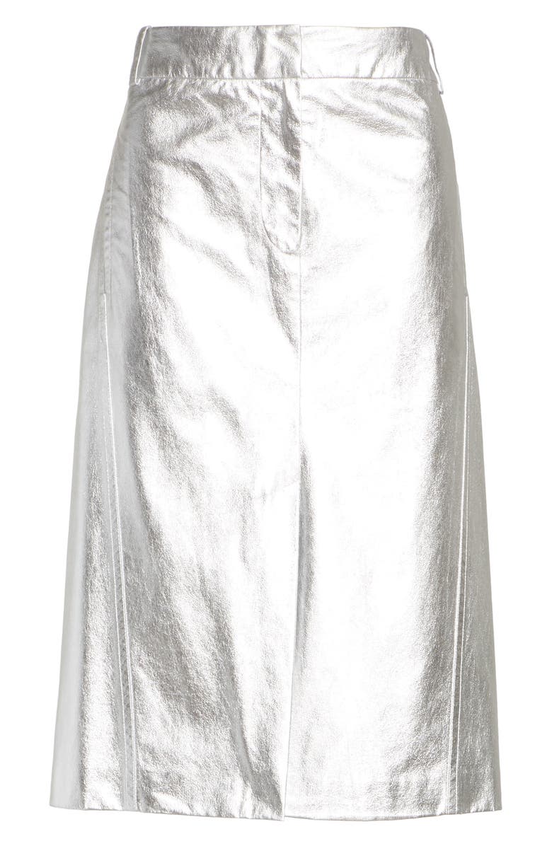 Tibi Tech Faux Leather Trouser Skirt, Alternate, color, Silver
