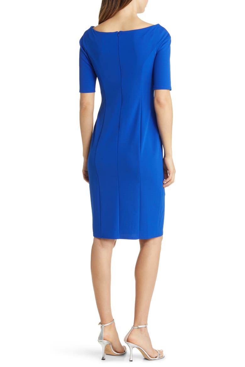 Ruched Crepe Cocktail Dress, Alternate, color, MYSTIC BLUE