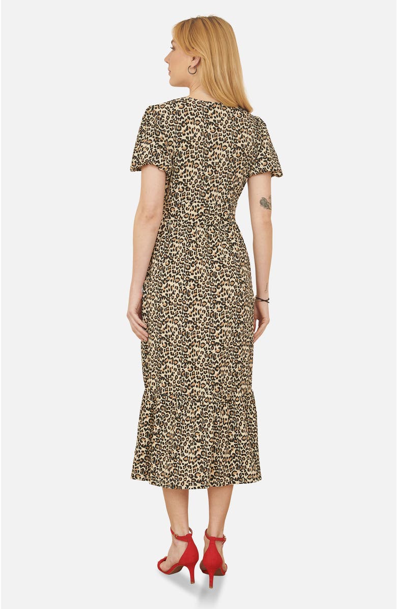 Yumi Pleated Button Through Midi Dress, Alternate, color, Brown