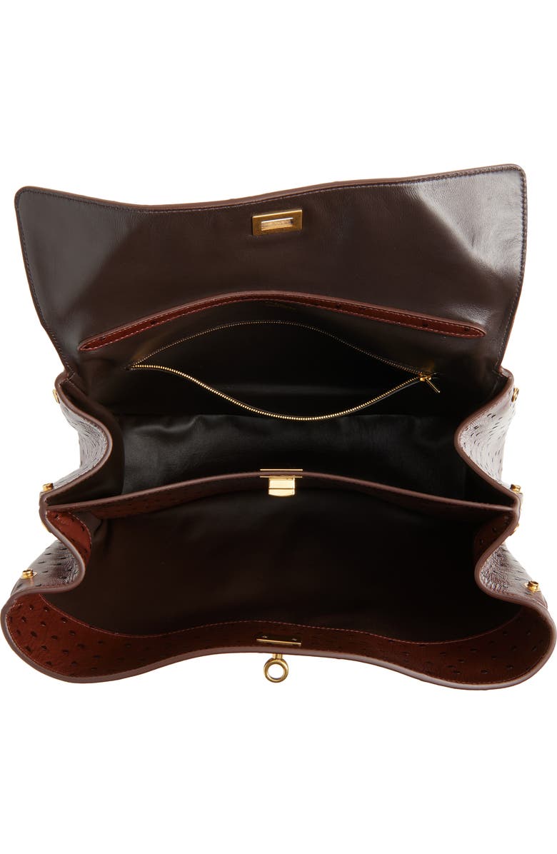 Balenciaga Rodeo Ostrich Embossed Leather Top Handle Bag, Alternate, color, 2053 Chocolate