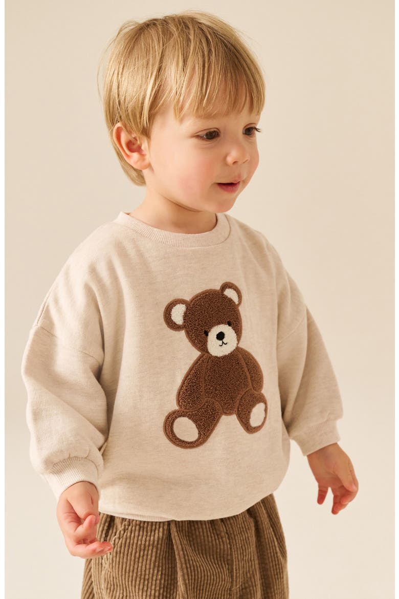Kids' Bear Appliqué Sweatshirt, Alternate, color, NEUTRAL