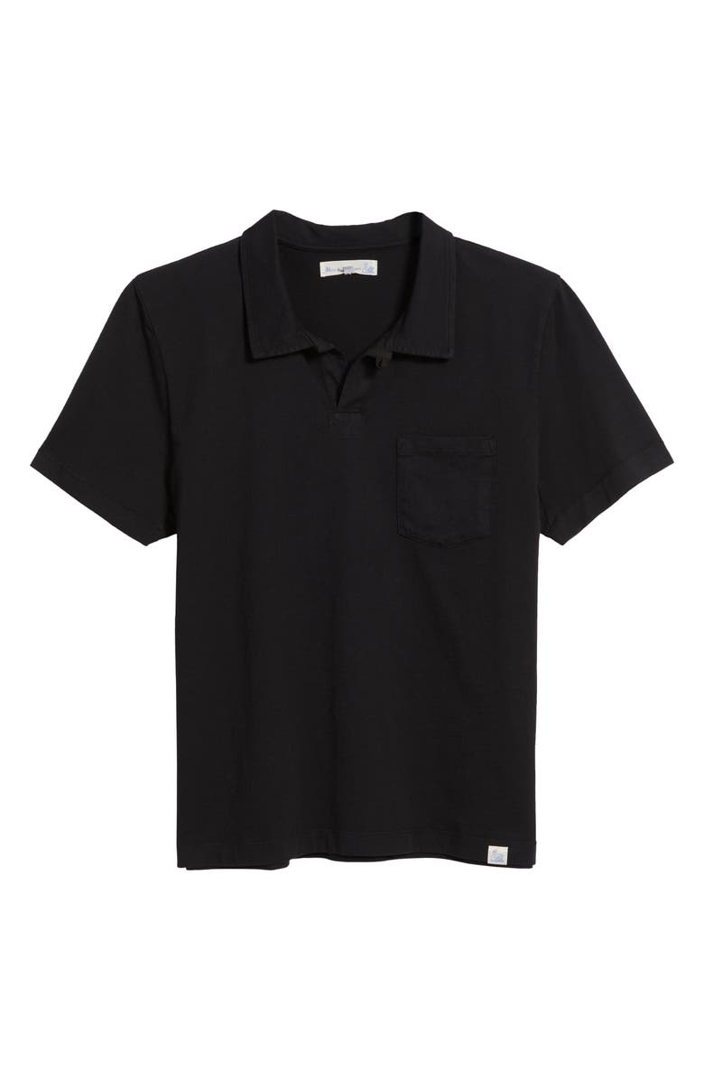 MERZ B SCHWANEN Classic Organic Cotton Jersey Polo with Pocket, Alternate, color, Deep Black