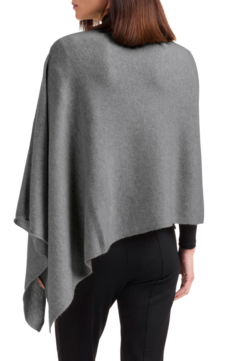 Amicale Asymmetrical Hem Cashmere Poncho, Alternate, color, Grey