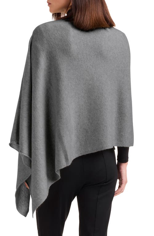 Amicale Asymmetrical Hem Cashmere Poncho In Gray