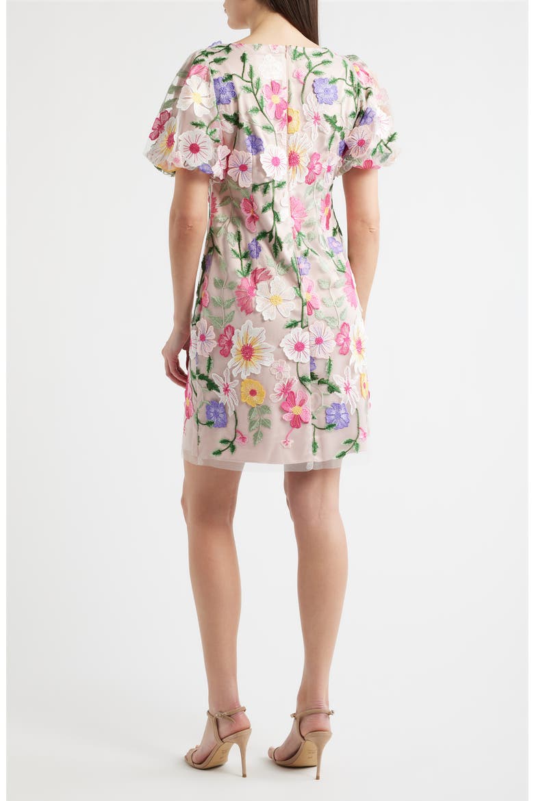 Embroidered Floral Cocktail Shift Dress, Alternate, color, PINK MULTI