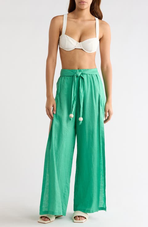 Tie Side Linen Cover-Up Pants
