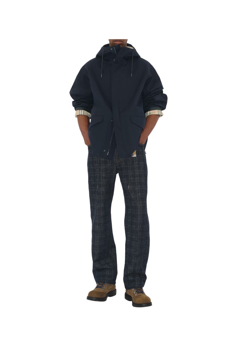 Burberry Short Bonded Gabardine Parka, Alternate, color, Navy