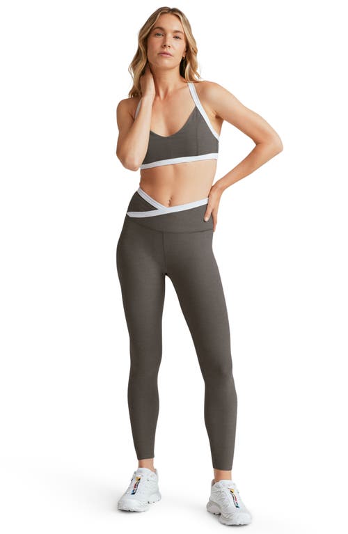 Shop Beyond Yoga Spacedye Outlines Sports Bra In True Gray Heather
