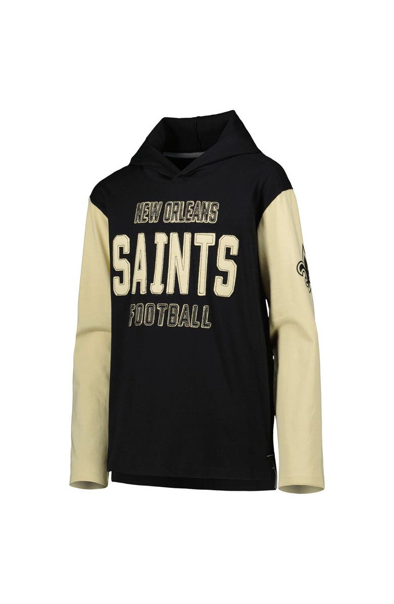 Outerstuff Youth Black New Orleans Saints Heritage Long Sleeve Hoodie T-Shirt, Alternate, color, 