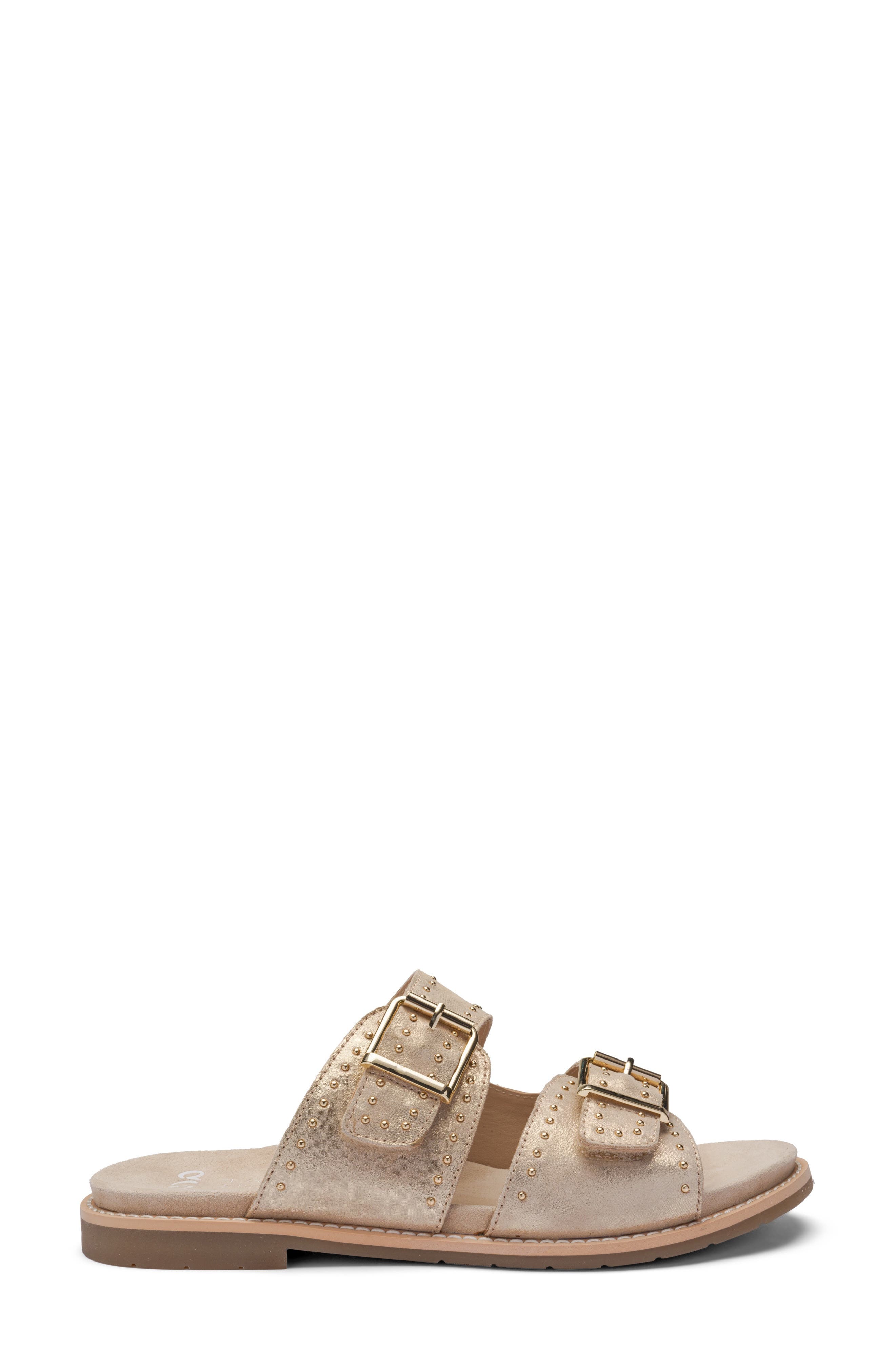 Elm Studded Buckle Strap Slide Sandal, Alternate, color, SHELL