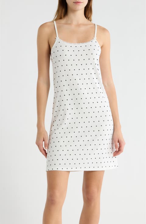 Print Pointelle Knit Chemise