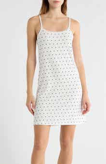 Print Pointelle Knit Chemise
