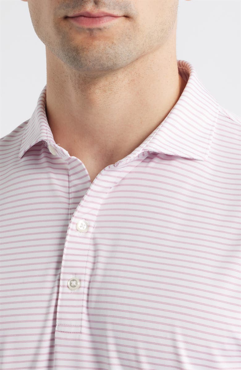 johnnie-O Michael Stripe Performance Golf Polo, Alternate, color, White/ Azalea