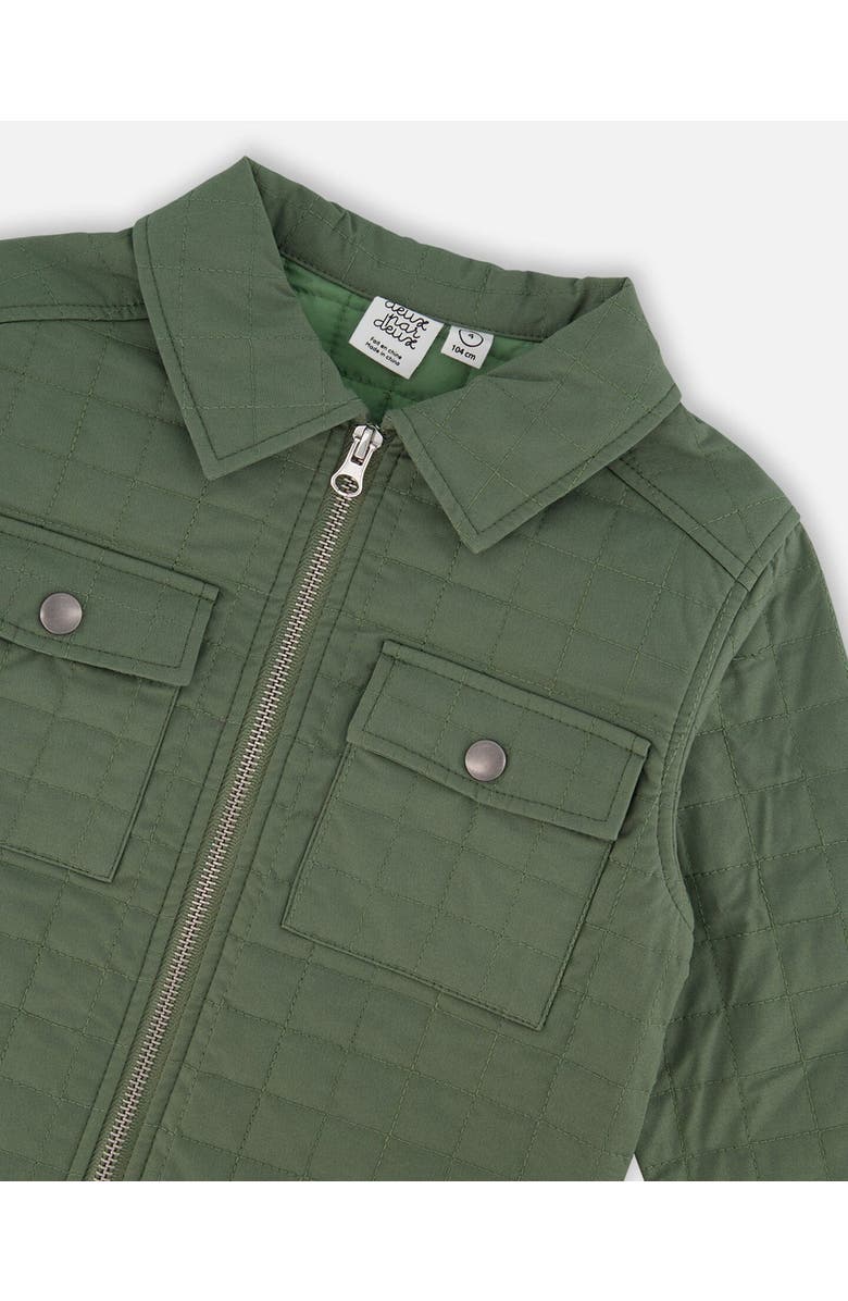 Deux par Deux Boy's Quilted Canvas Overshirt With Pockets Forest Green, Alternate, color,