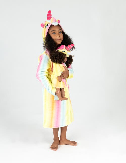Leveret Girls Fleece Hooded Robe With Matching Doll Robe In Multi