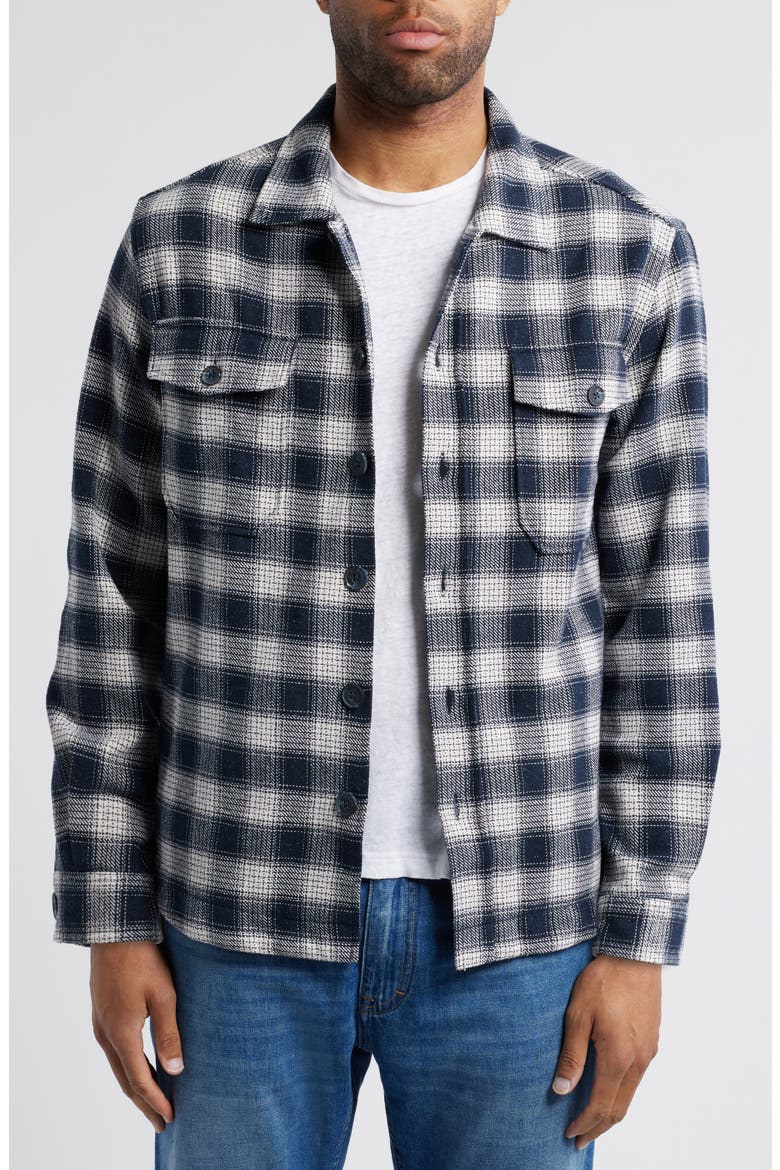 Plaid Brushed Twill Shacket, Main, color, BLACK