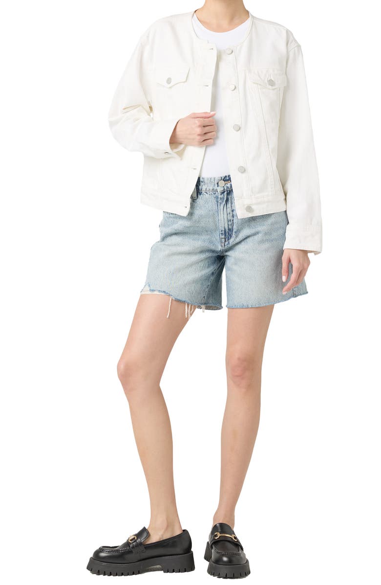 BLANKNYC Collarless White Denim Trucker Jacket, Alternate, color, 