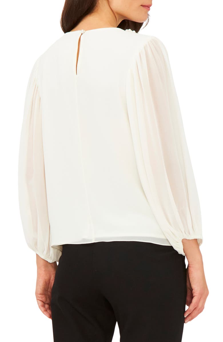 Chaus Embellished Balloon Sleeve Blouse, Alternate, color, Lily Ivory