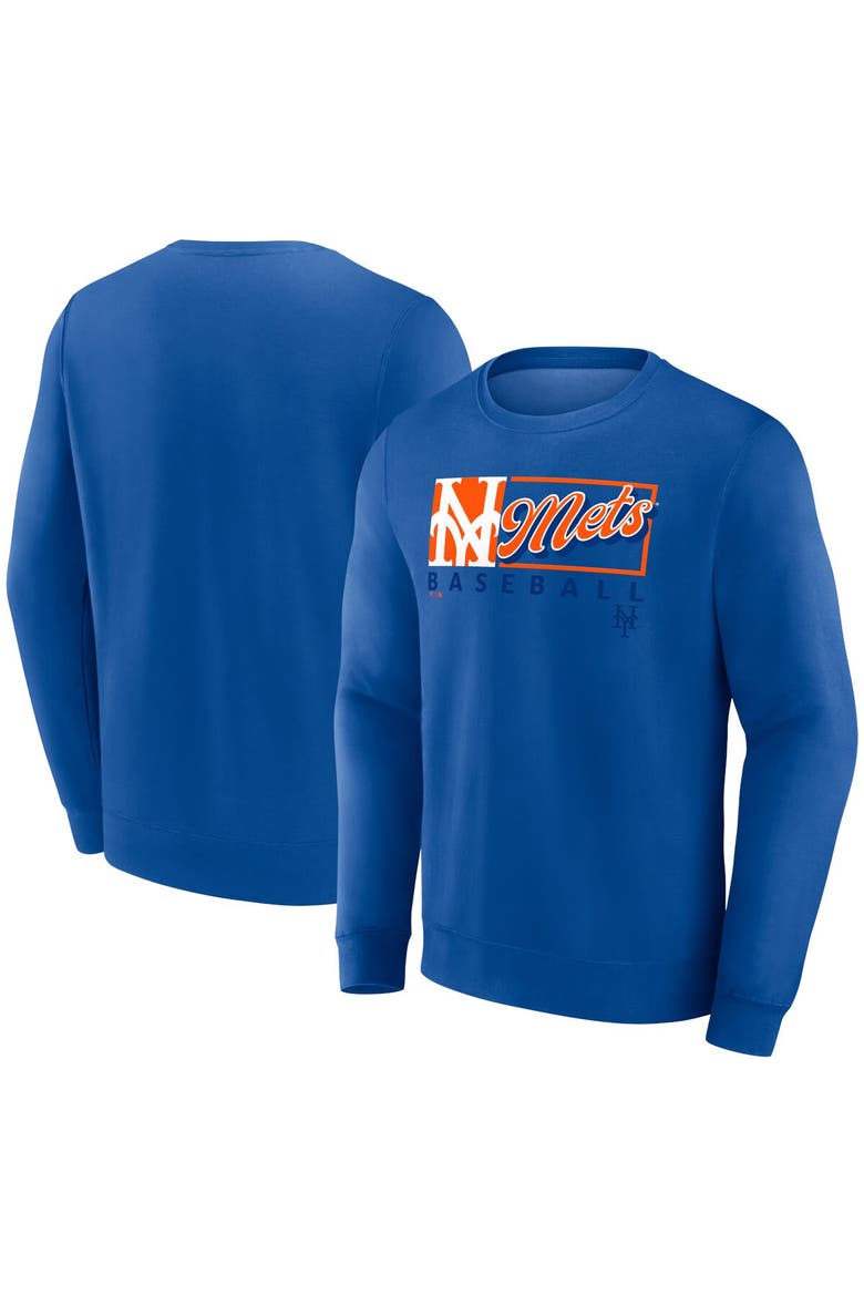 Men's Fanatics Royal New York Mets Focus Fleece Pullover Sweatshirt, Main, color, Royal