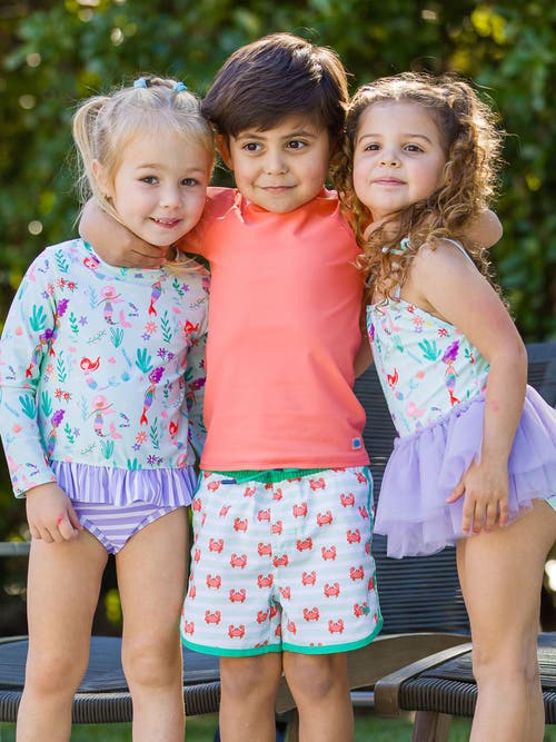 Ruggedbutts Boys Upf50+ Sun Protected Dolphin Hem Swim Trunks