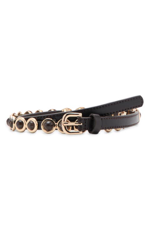 Stone Embellished Skinny Belt