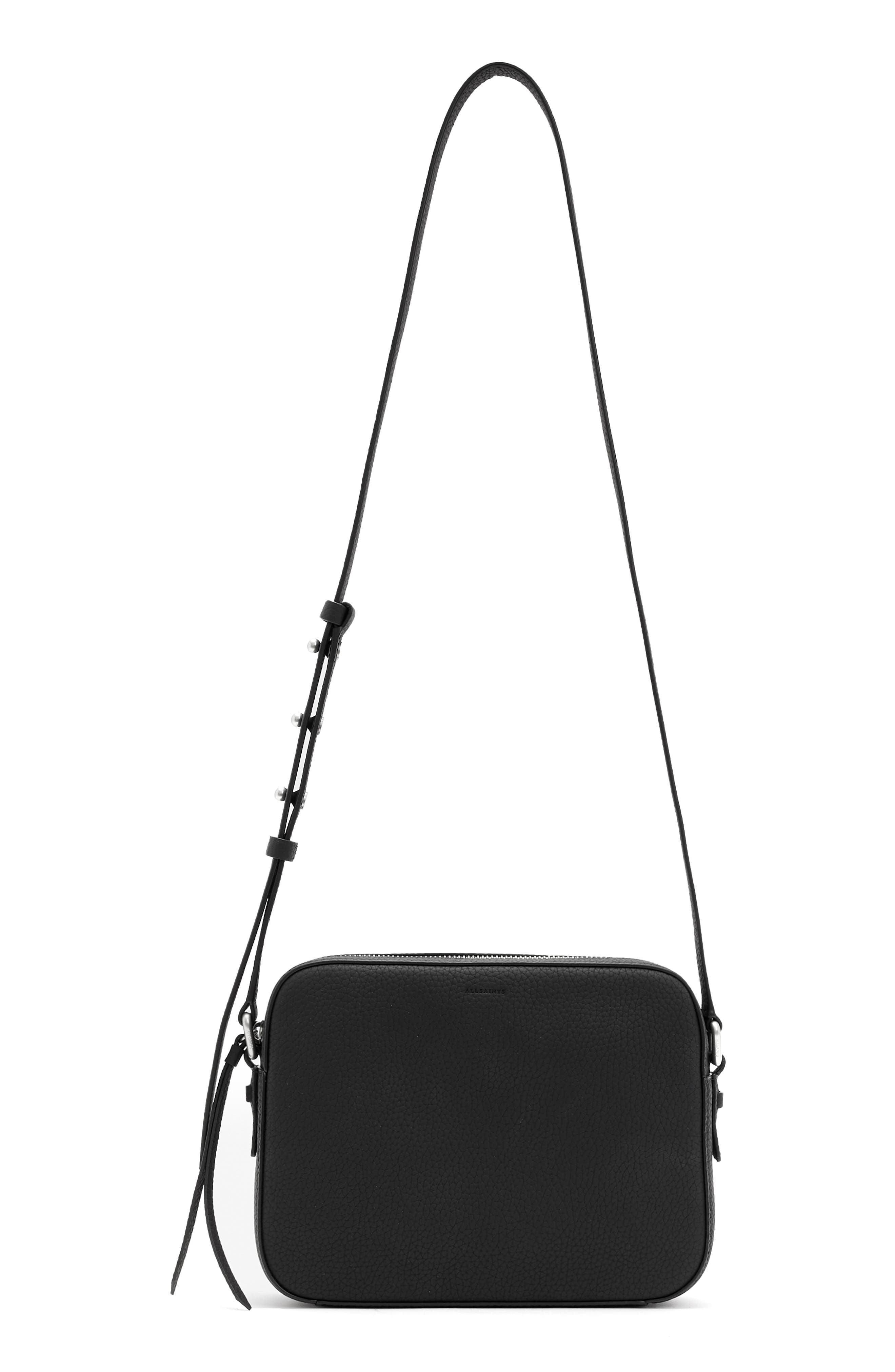 AllSaints Leather Camera Crossbody Bag, Main, color, 