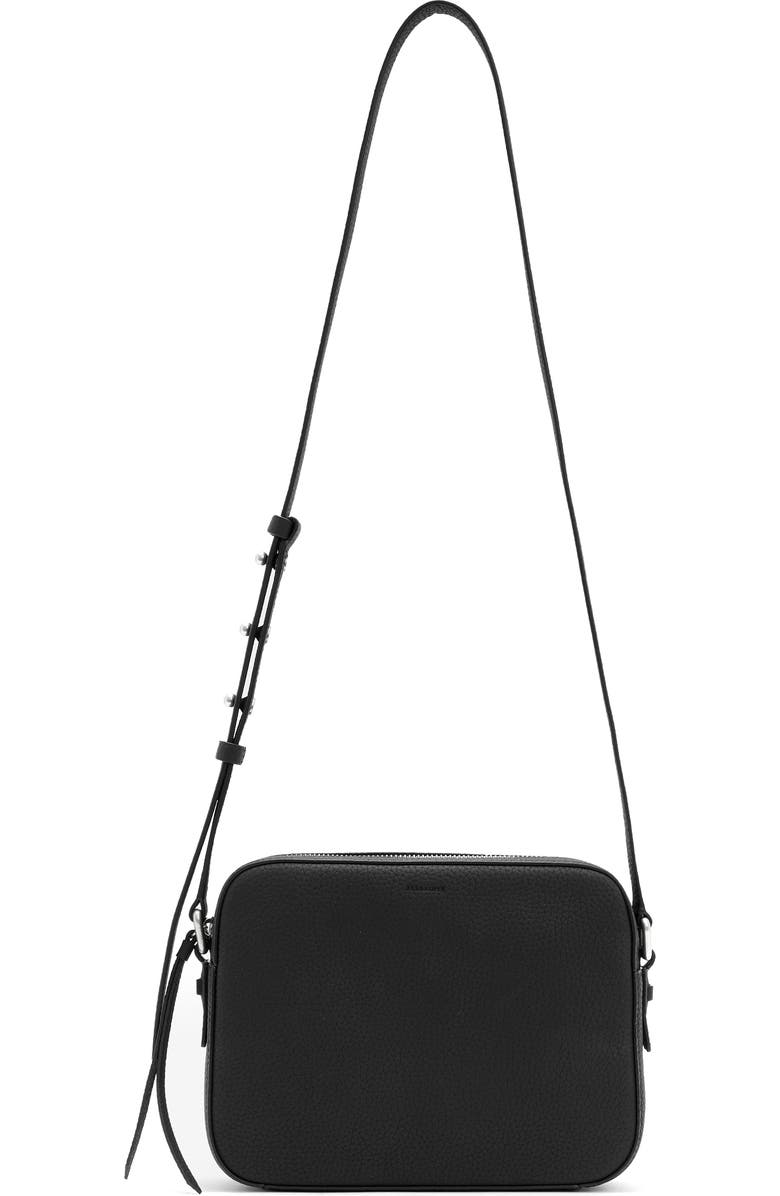 AllSaints Leather Camera Crossbody Bag, Main, color,