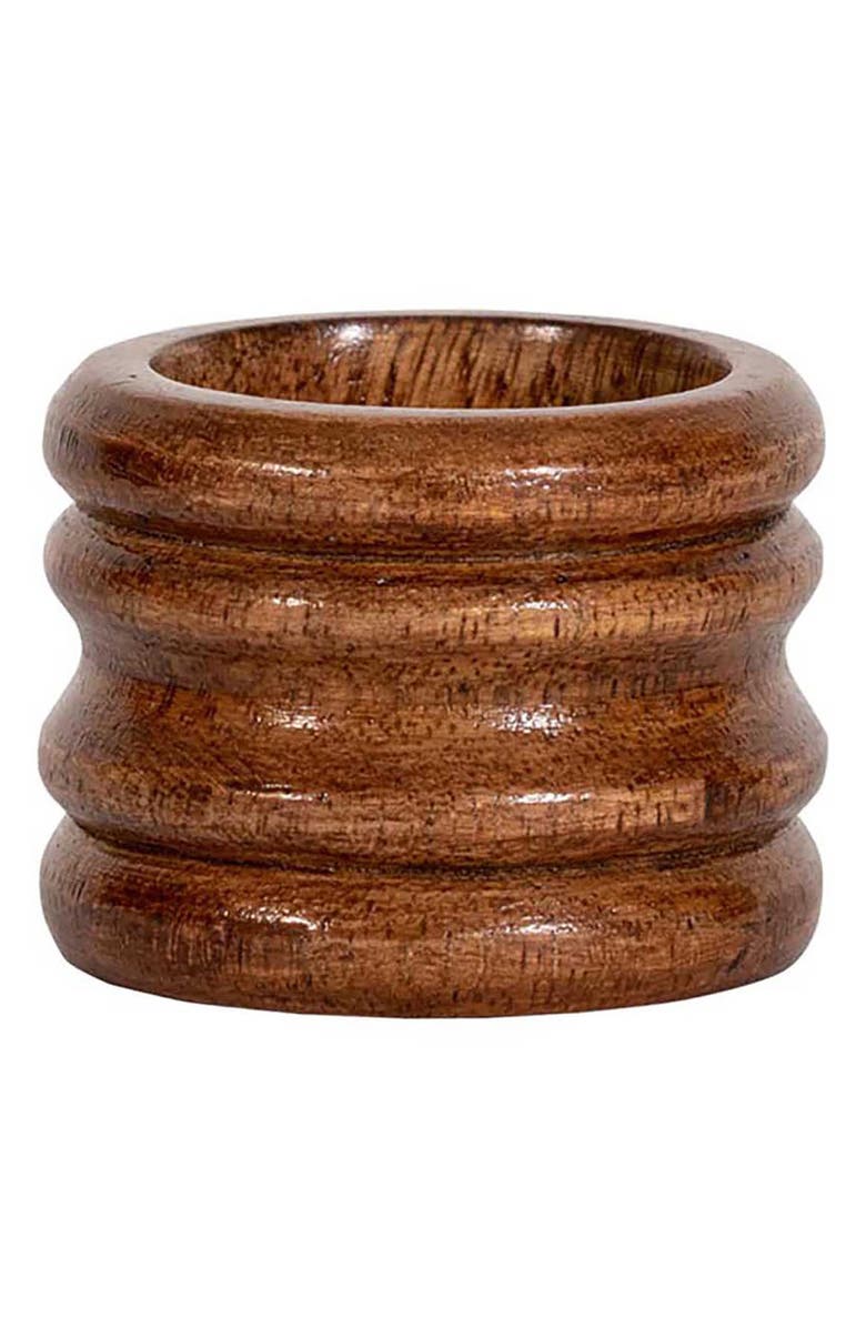 Juliska Bilbao Set of 4 Wood Napkin Rings, Alternate, color, Brown