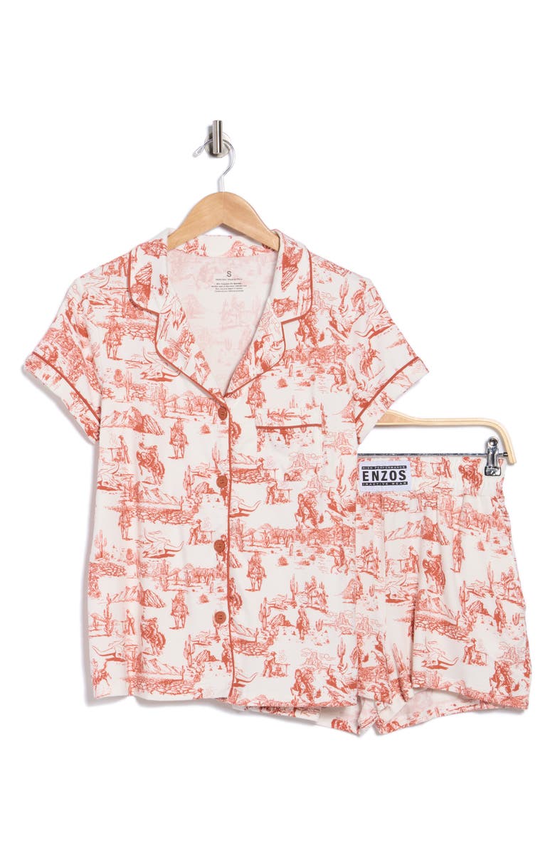 ENZOS INACTIVE WEAR Dixie Cowboy Toile Short Pajamas, Alternate, color,