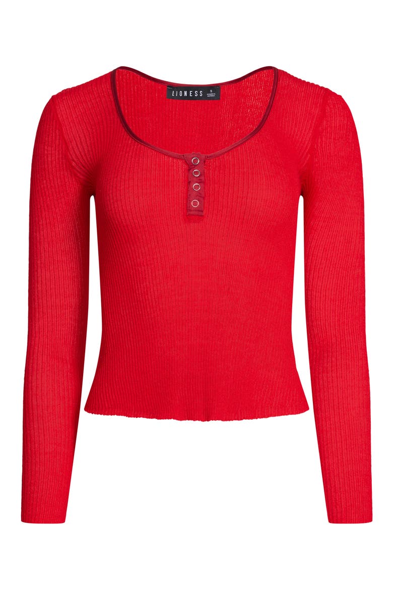 Nineties Rib Long Sleeve Henley, Alternate, color, CRIMSON