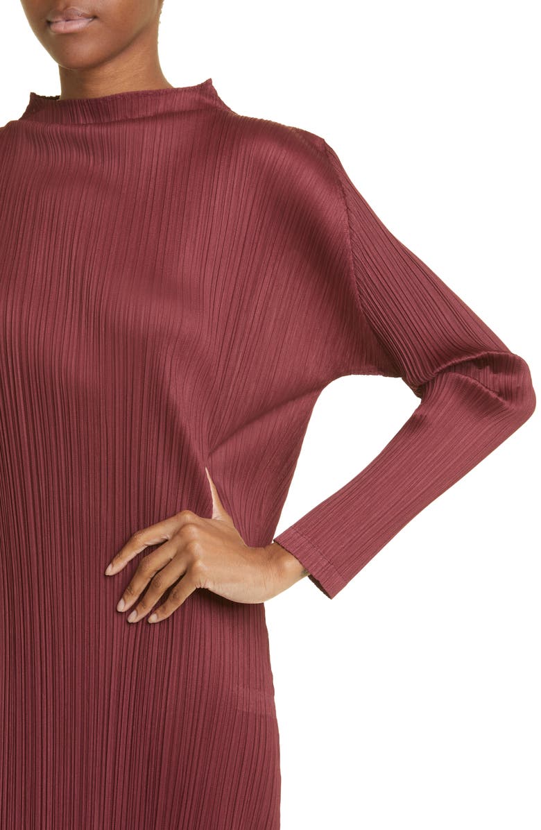 Pleats Please Issey Miyake Monthly Colors October Pleated Long Sleeve Midi Dress, Alternate, color, 
