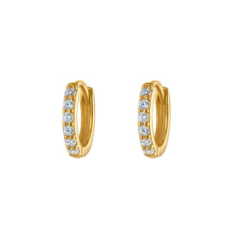 Gold Pavé Eight Mm Huggie Hoop Earring