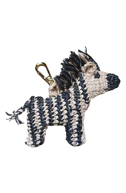 Zebra Raffia Bag Charm