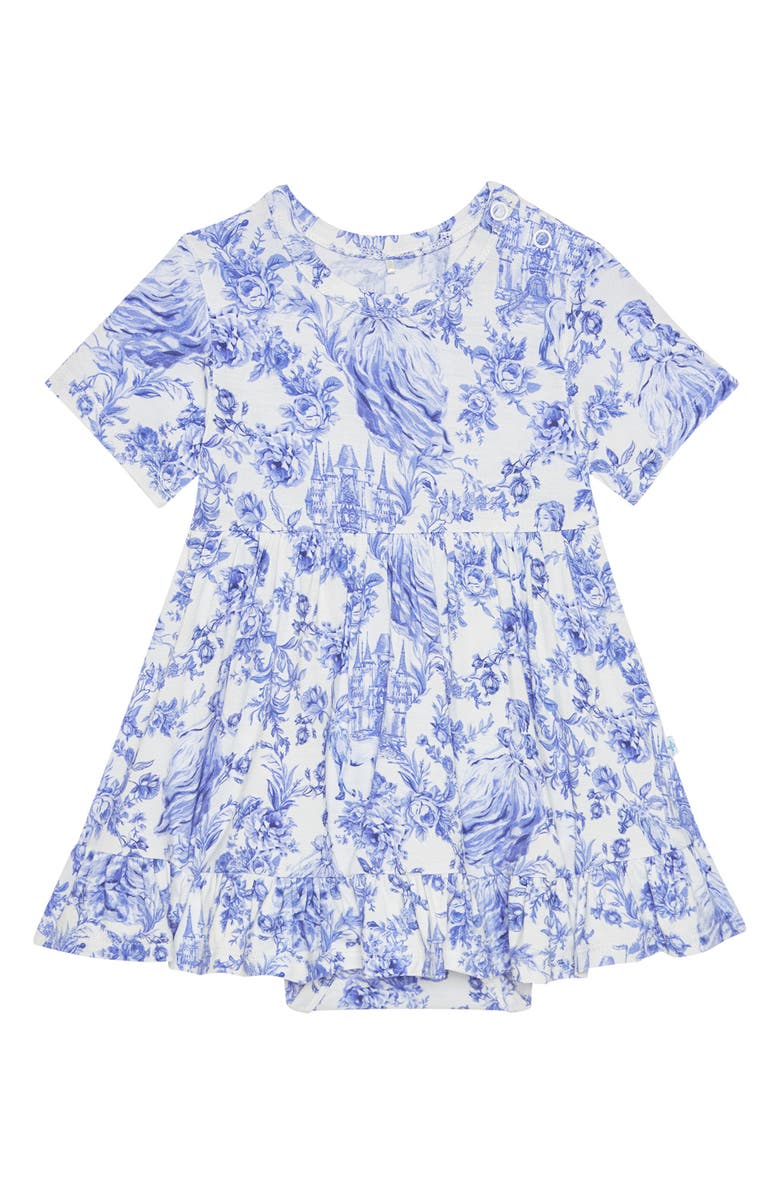 Posh Peanut Short Sleeve Ruffled Skirted Bodysuit, Main, color, White