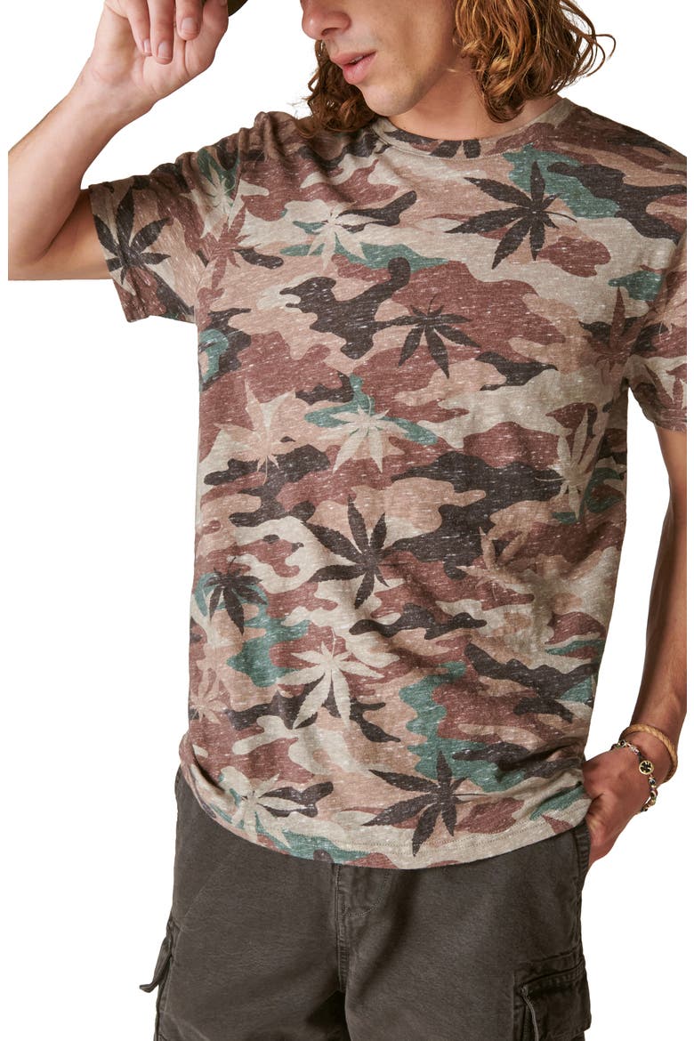 Leaf Camo Print Cotton Blend T-Shirt, Main, color, GREY CAMO MULTI