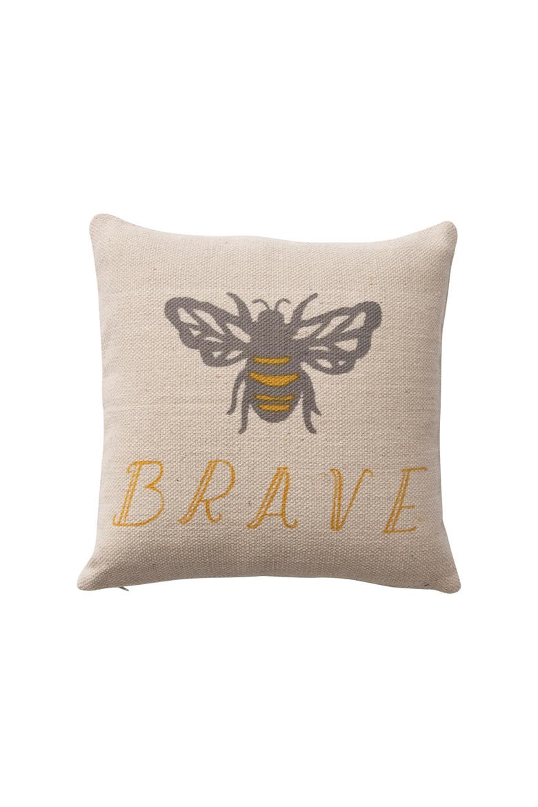 Cotton Pillow with Bee, Main, color, White