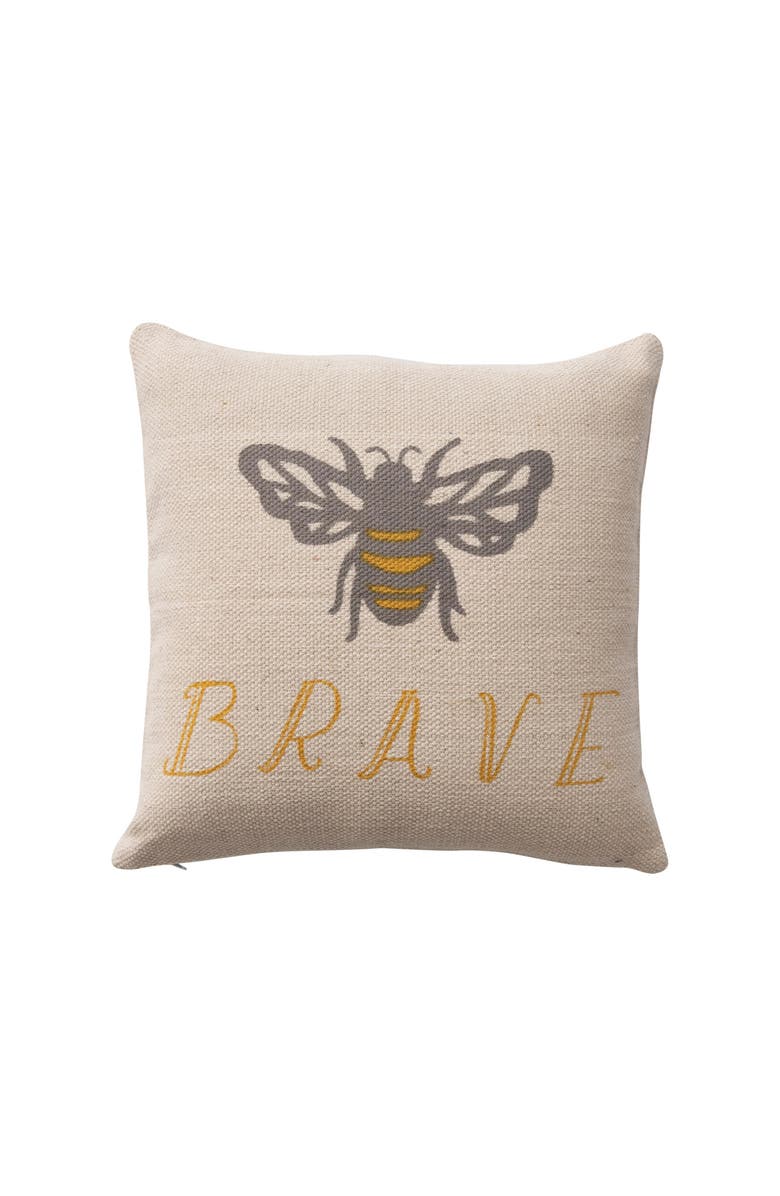 Storied Home Cotton Pillow with Bee, Main, color, White